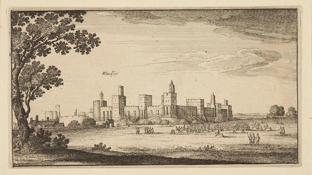 A 1644 drawing of Windsor Castle.