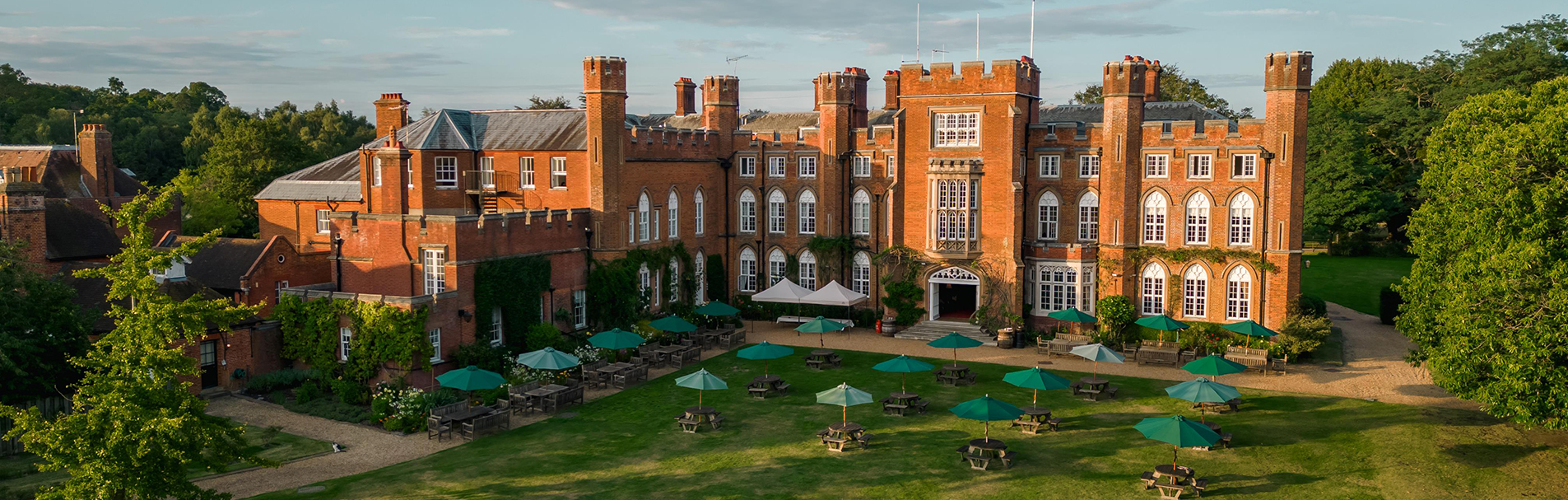 Aerial view of Cumberland Lodge, Windsor Great Park.