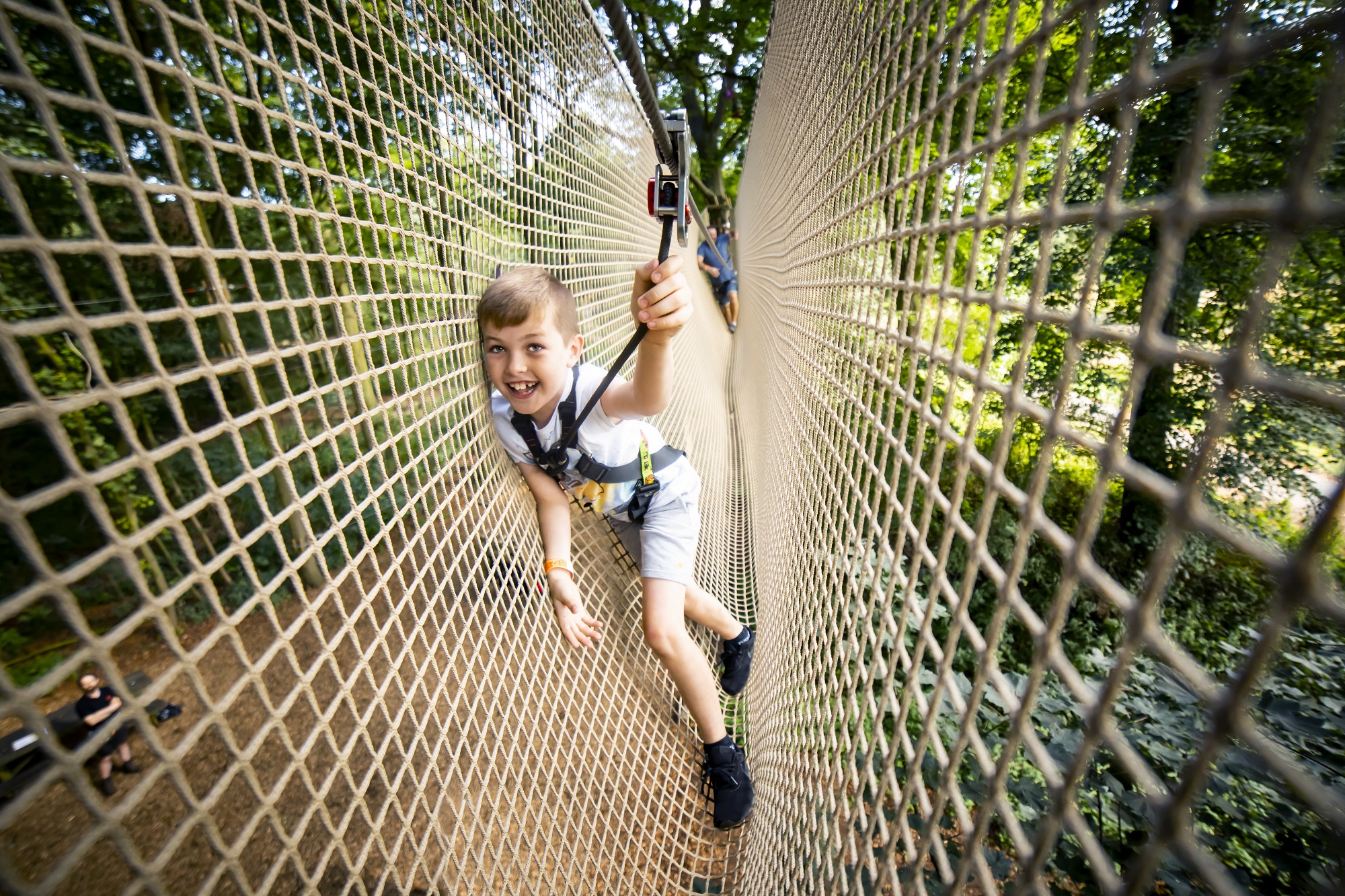 Young person using the net at Go Ape, Bracknell.