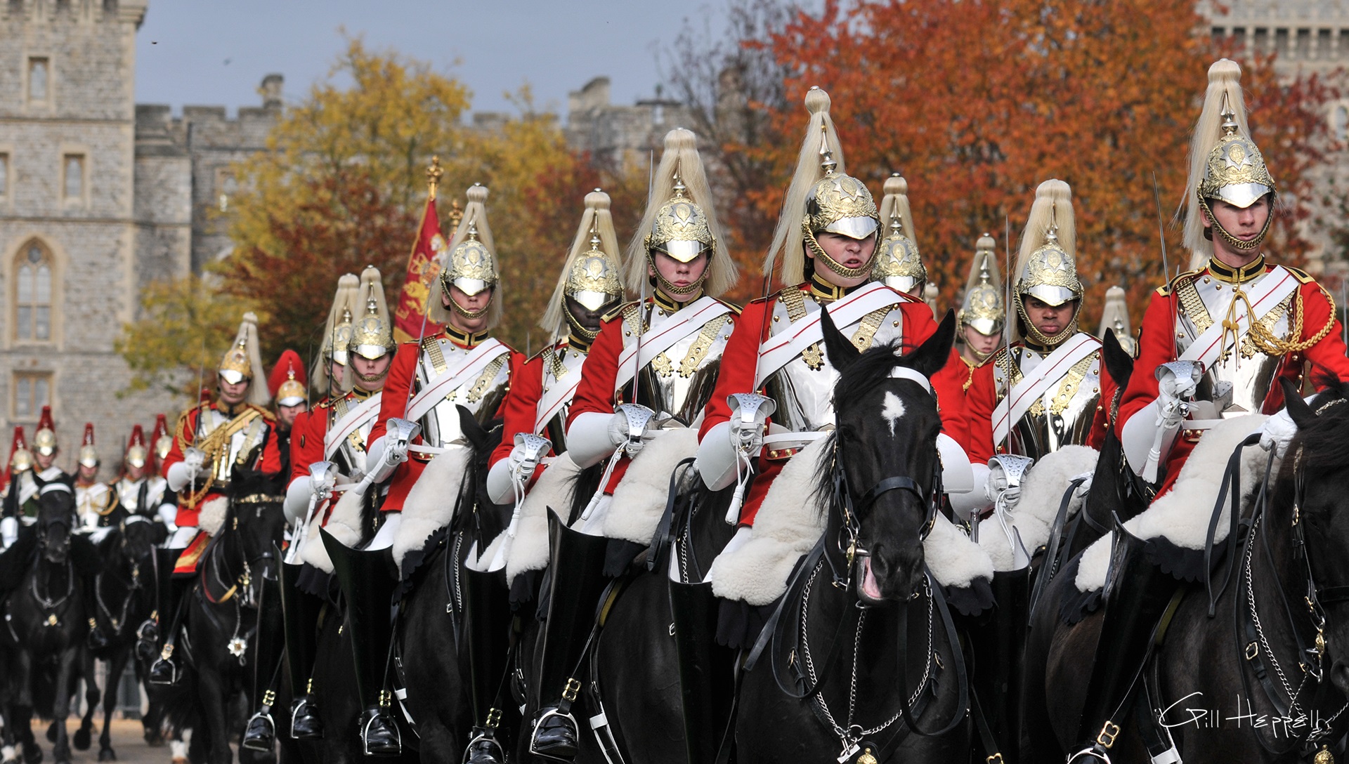 Horse guards on parade on The Long Walk.