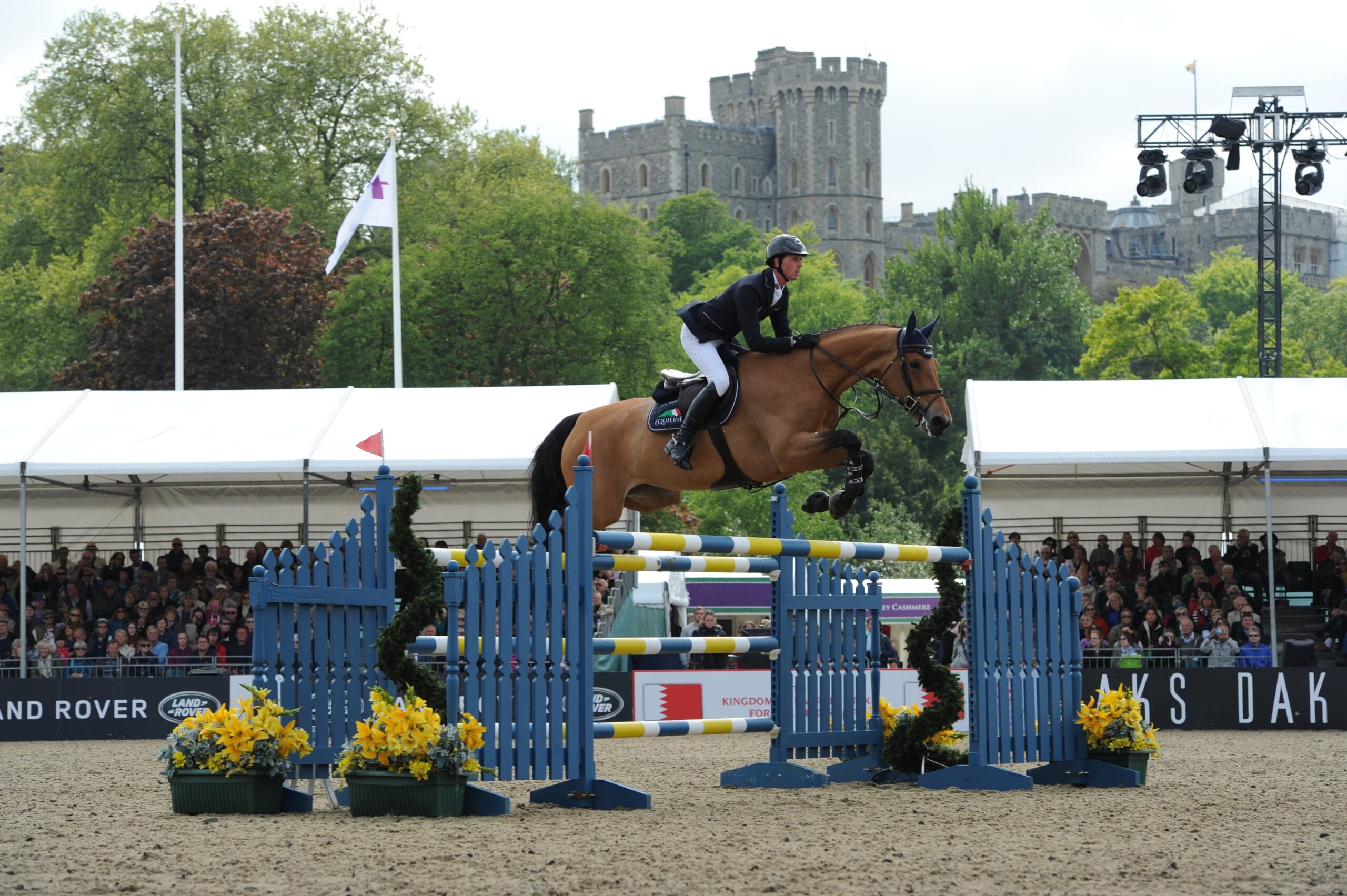 Rider and horse jumping, Royal Windsor Horse Show.