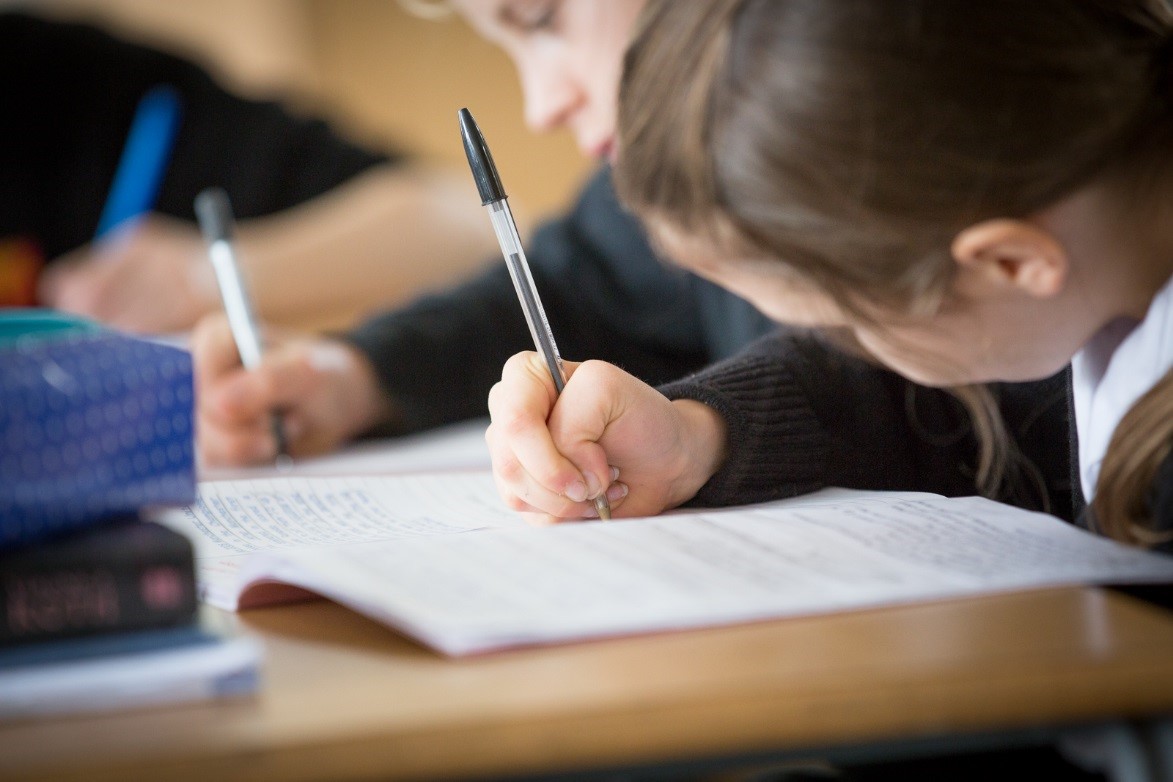 Trevelyan School, pupil writing.