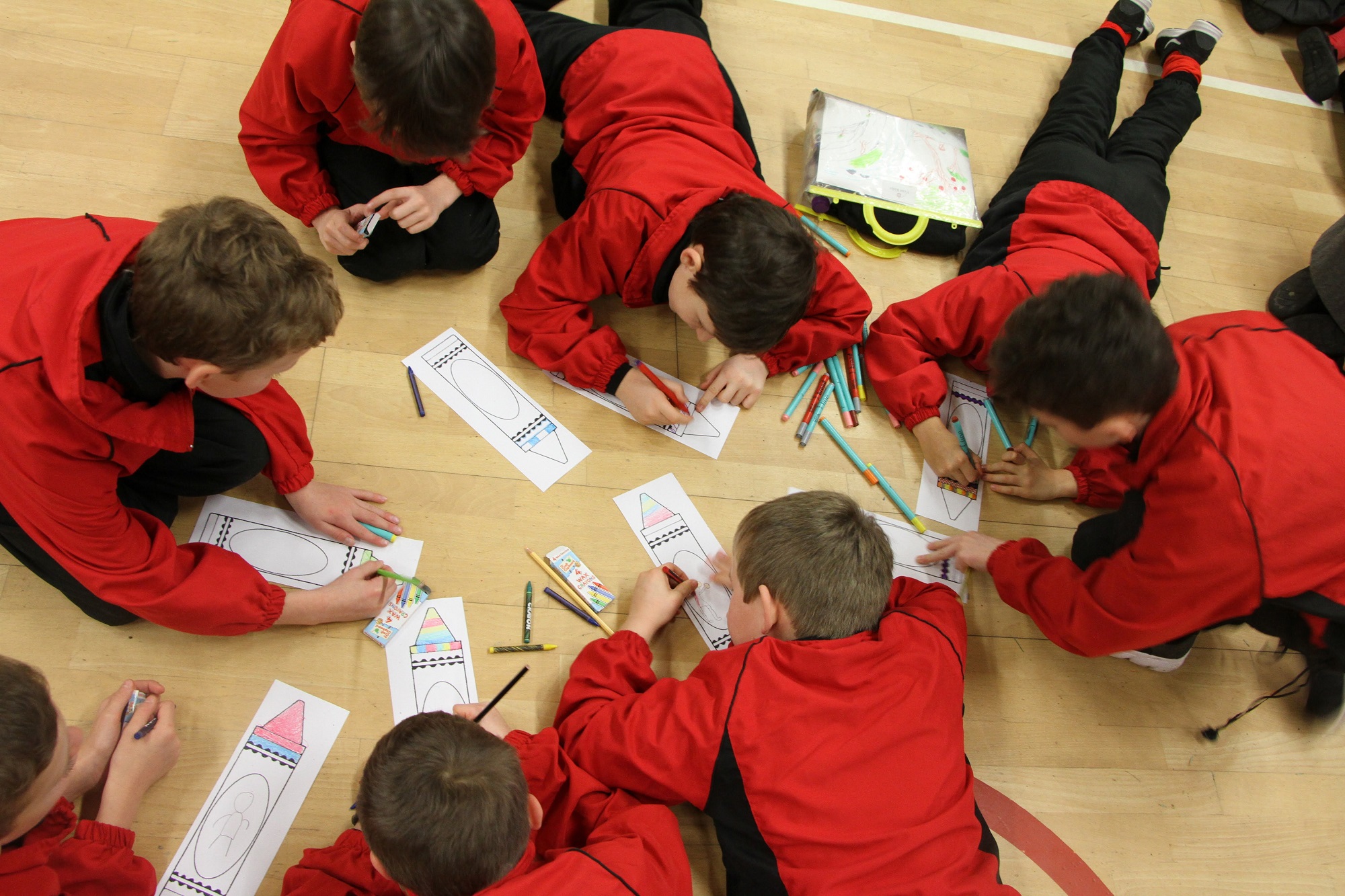 Young People making a bookmark, Bishopsgate School