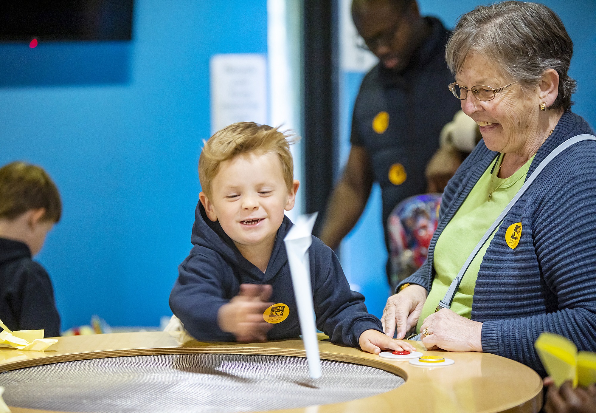 Young person with adult at The Lookout Discovery Centre.