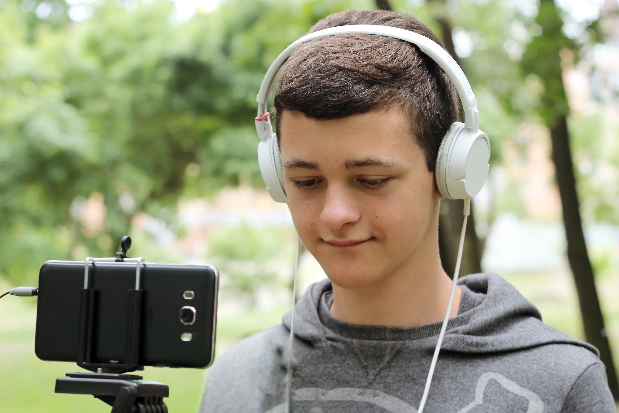 Young people filming in Windsor Great Park