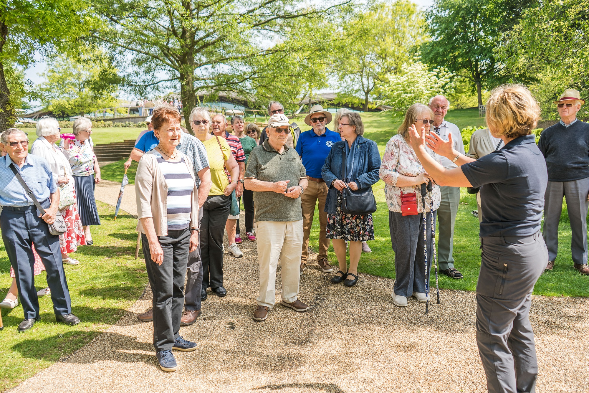Group visitors with a guide in The Savill Garden.