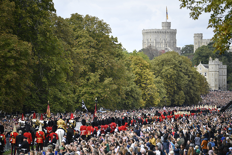 The Funeral Procession with Windsor Castle in the background.