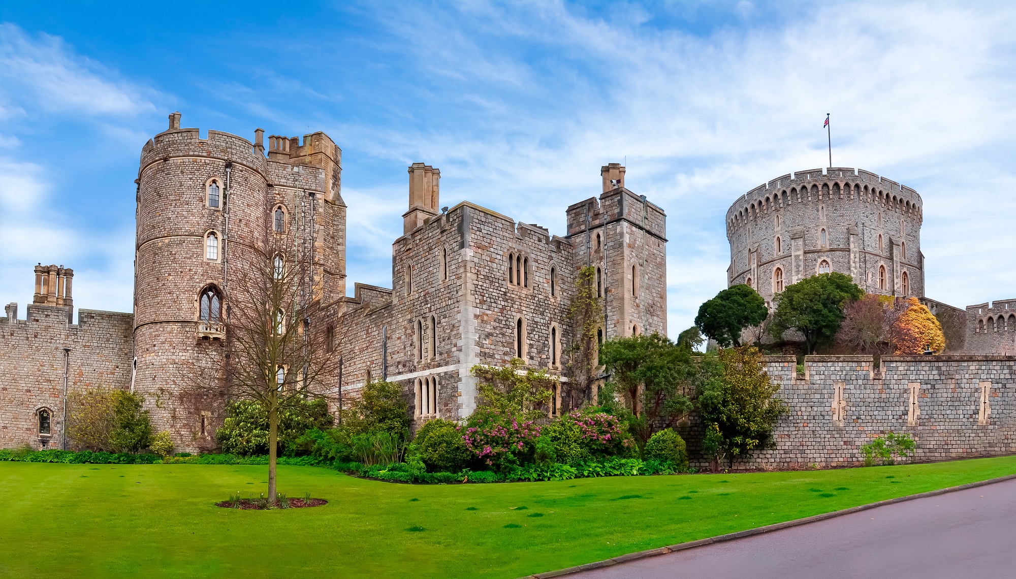 Walls and towers of Windsor Castle.