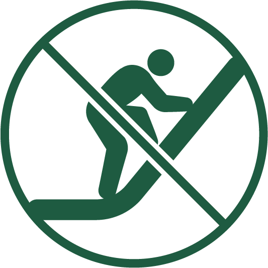 No climbing up slides icon.
