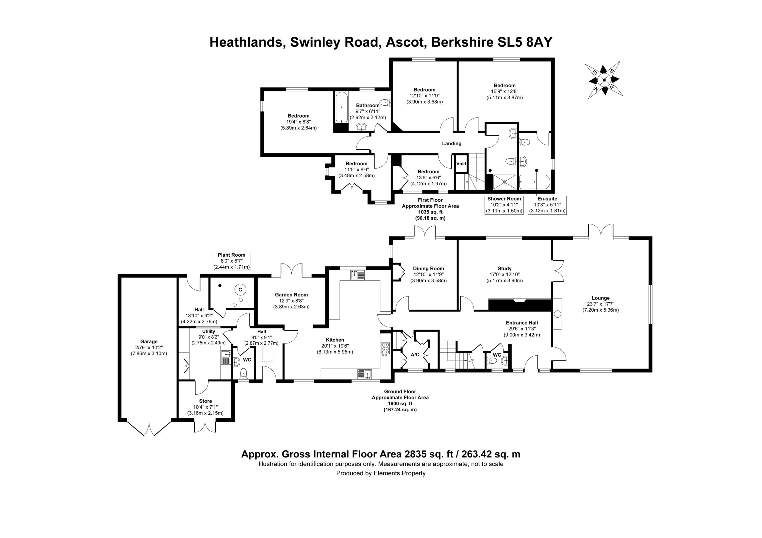 Floor plan for Heathlands, Swinley Road, Ascot, SL5 8AY.