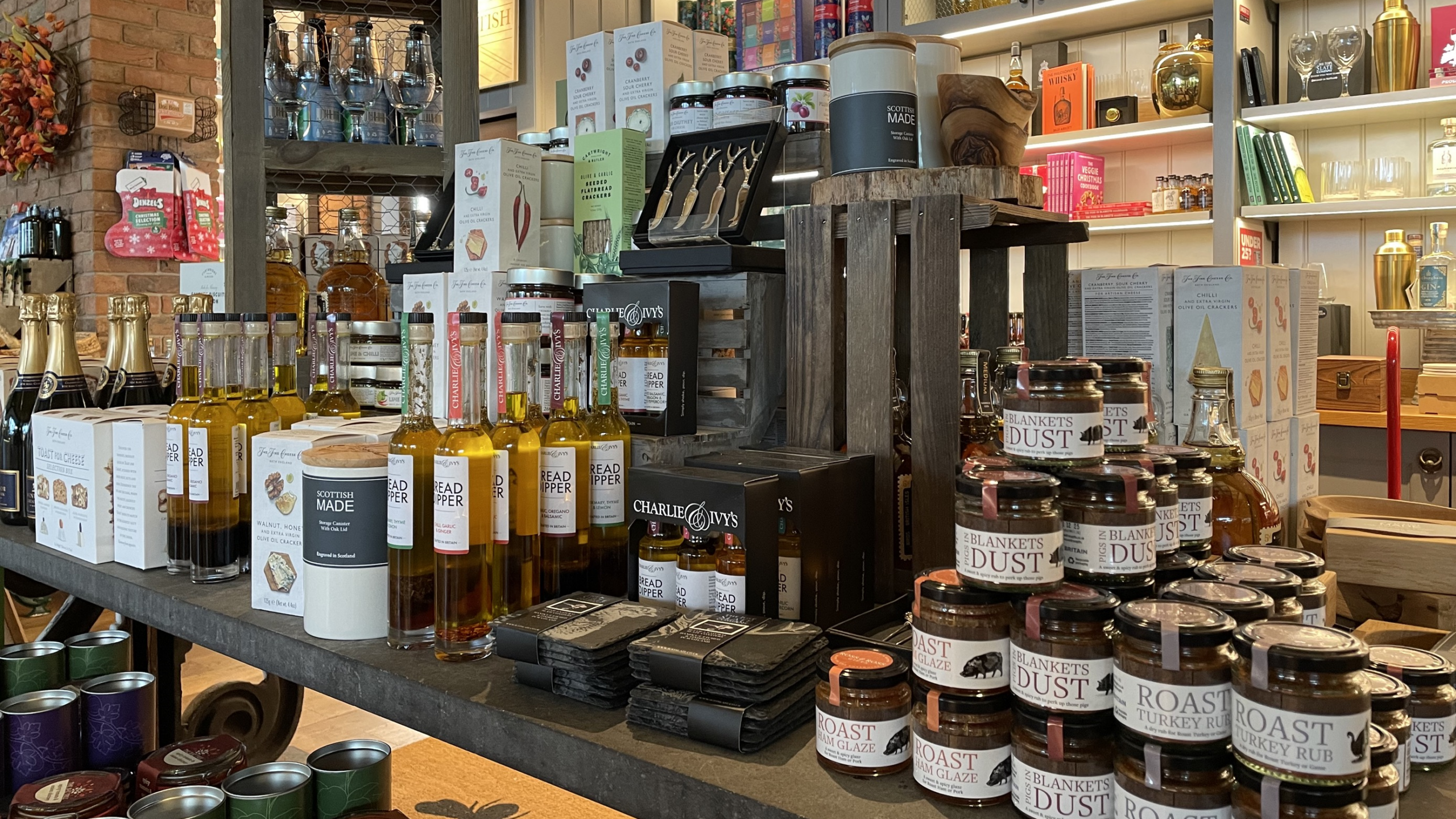 Food display at The Savill Garden Gift Shop.