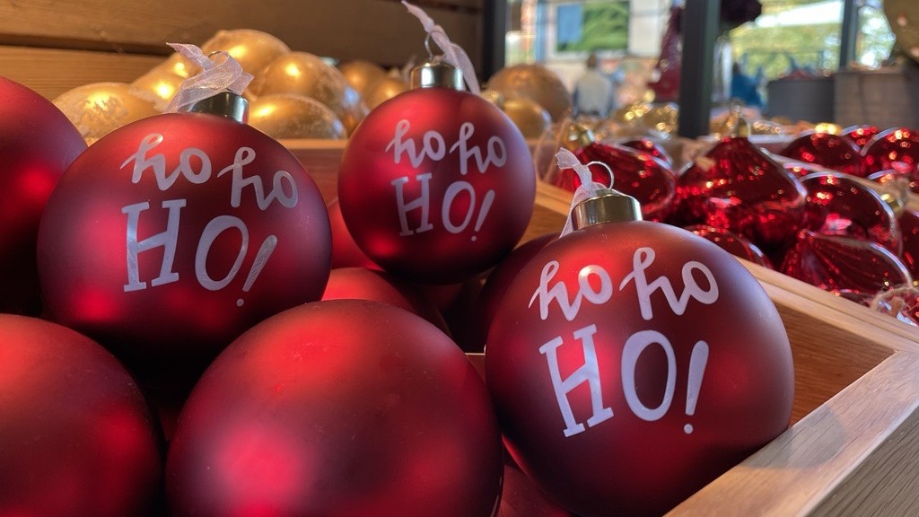 Red Christmas baubles.