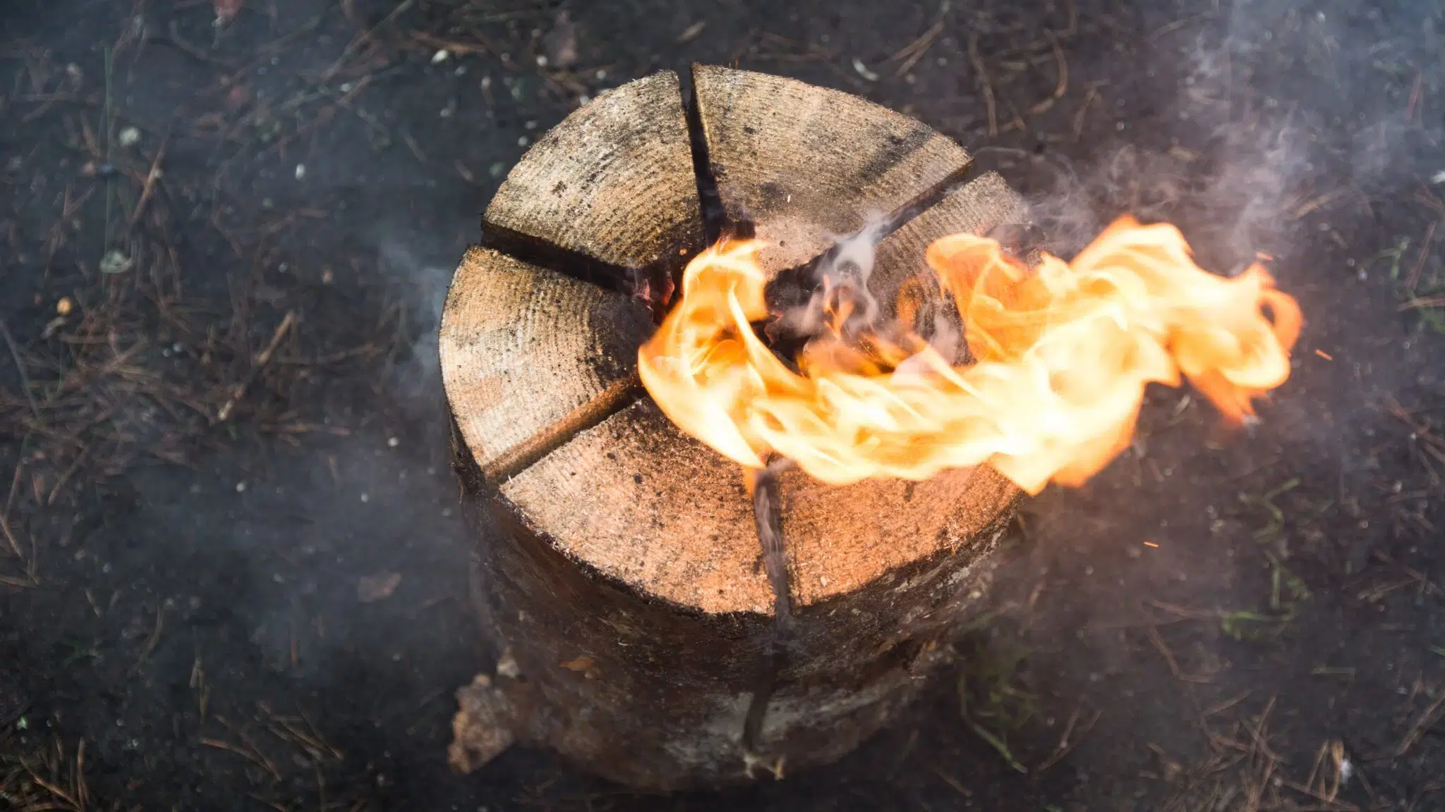 View of the top of a lit Swedish Candle.