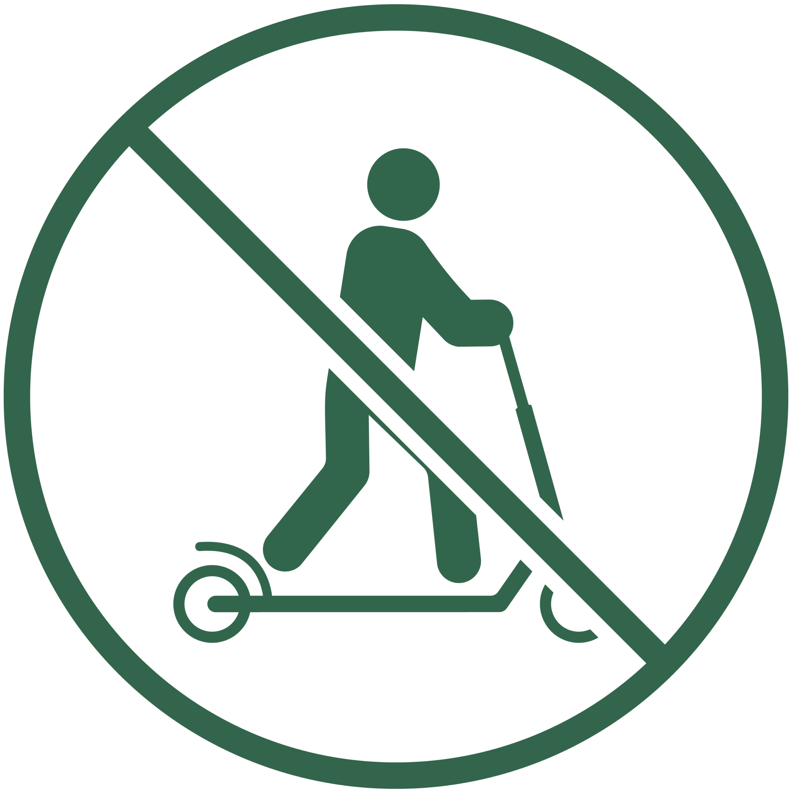 No scooters, bikes, roller skates icon.