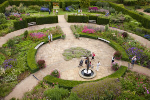 An aerial picture of the Golden Jubilee Garden in The Savill Garden.