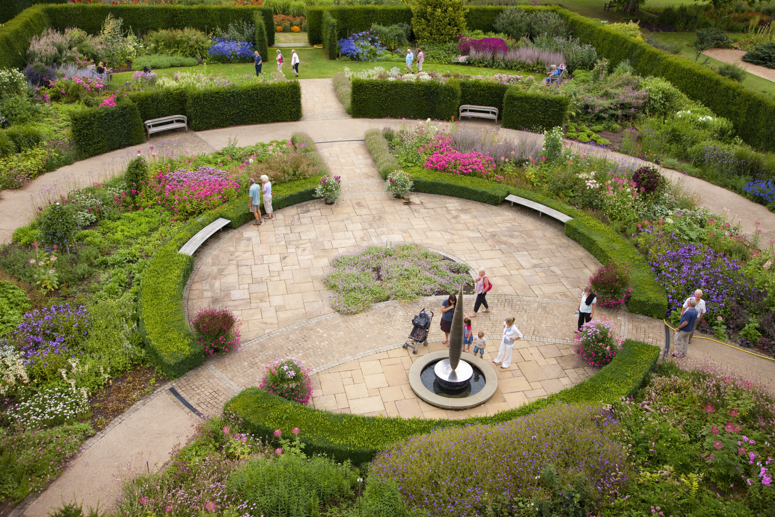 An aerial picture of the Golden Jubilee Garden in The Savill Garden.