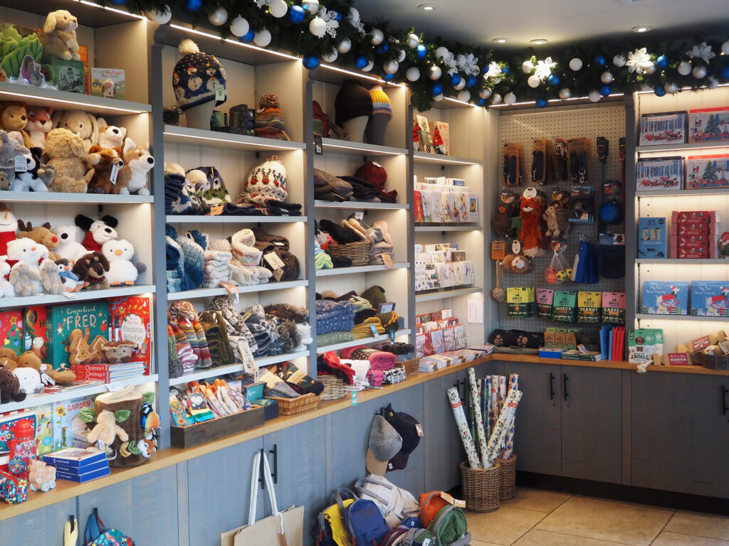 Christmas interior of Virginia Water Gift Shop.