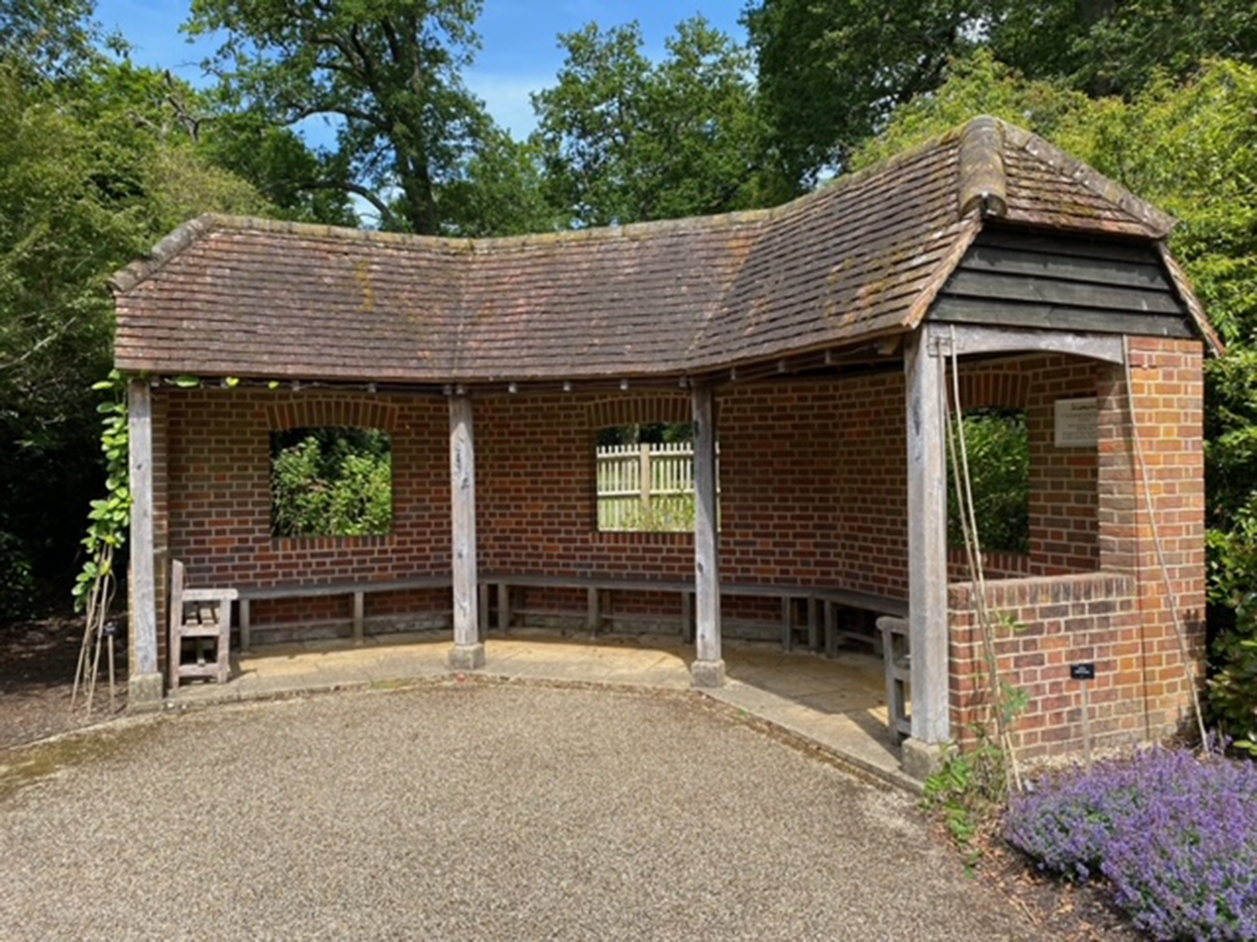 A sheltered garden room shaped in a semi-circle.