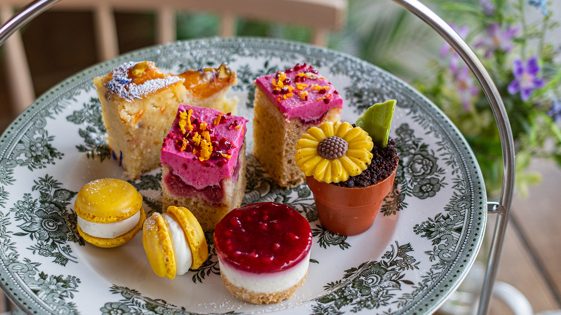 A plate of small desserts as part of an Afternoon Tea.