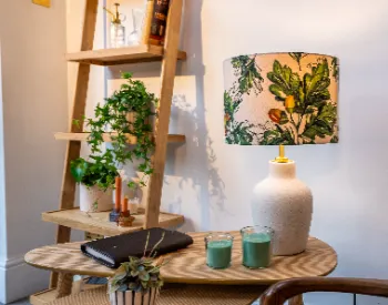 A display of Bloom and Bear and Billy Tannery gifts on an Oak table and stand.