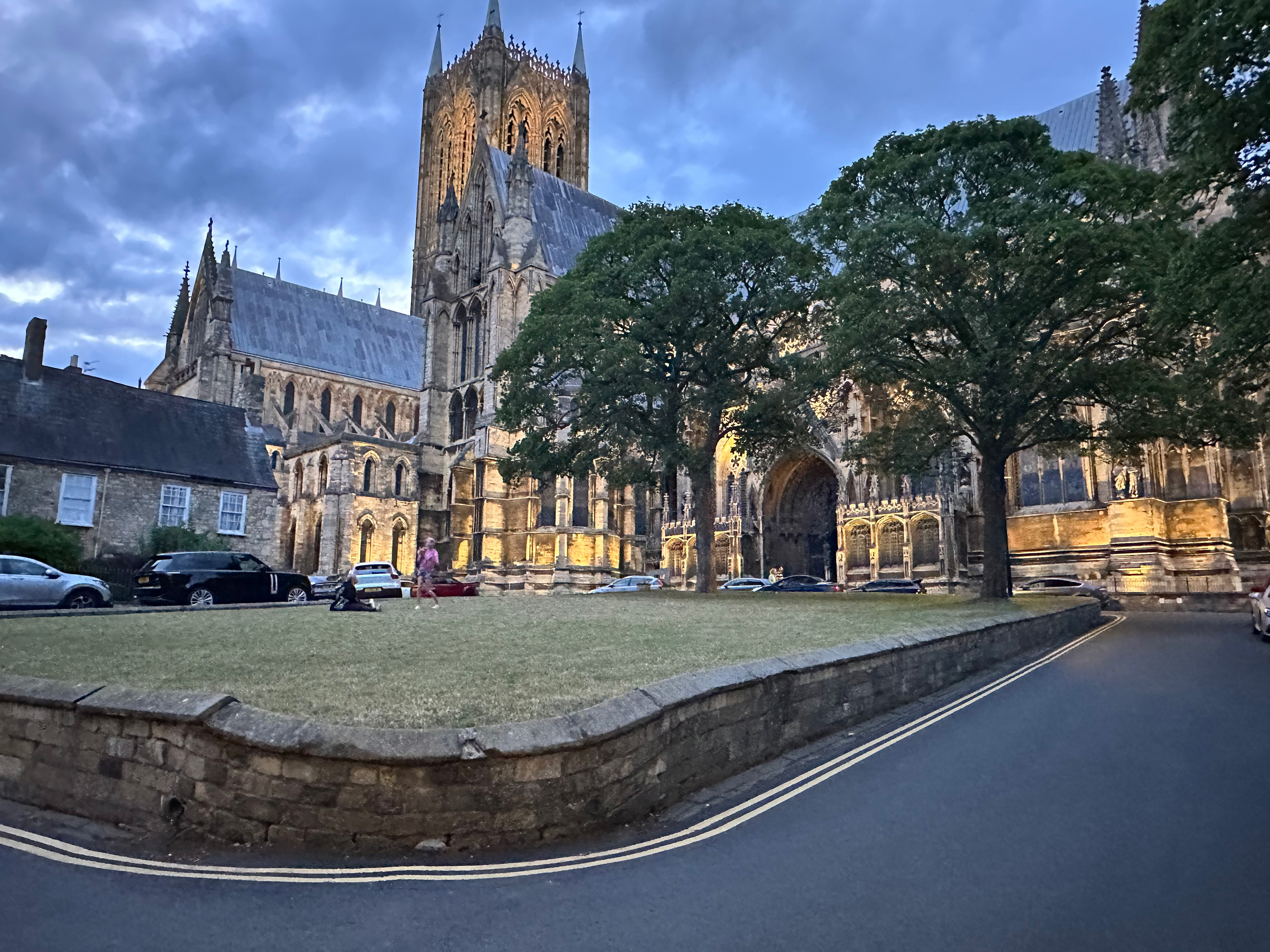 Lincoln Cathedral at night.