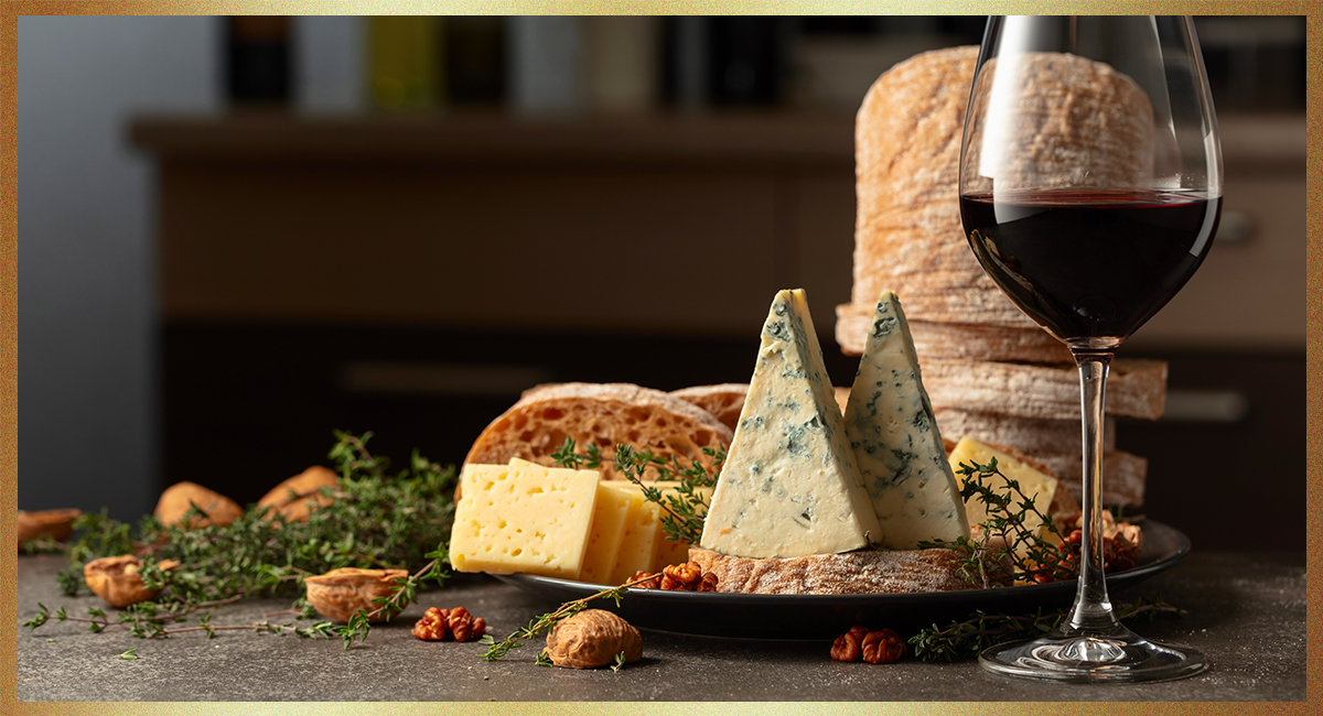 Wine Cheese 1200x650px with Gold Border