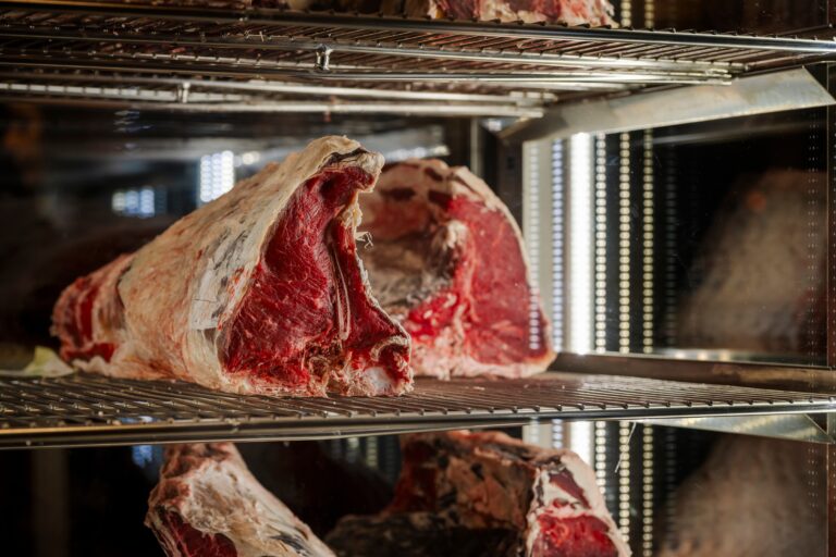 Raw beef in a Dry Ager fridge.