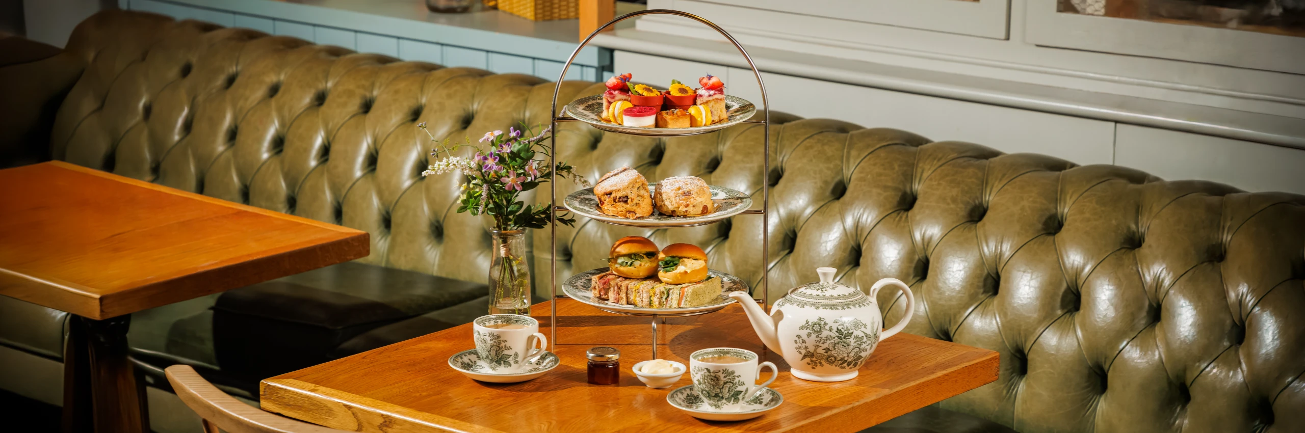 Afternoon Tea setting for two at The Savill Garden Kitchen.