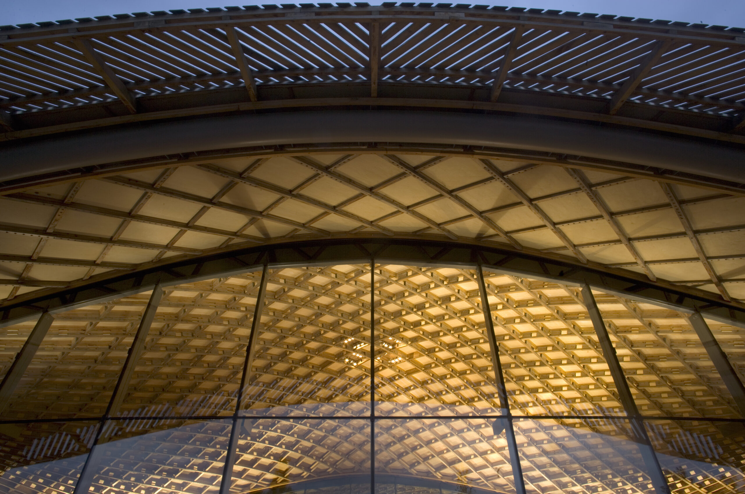 The Savill Building roof lit from the inside.