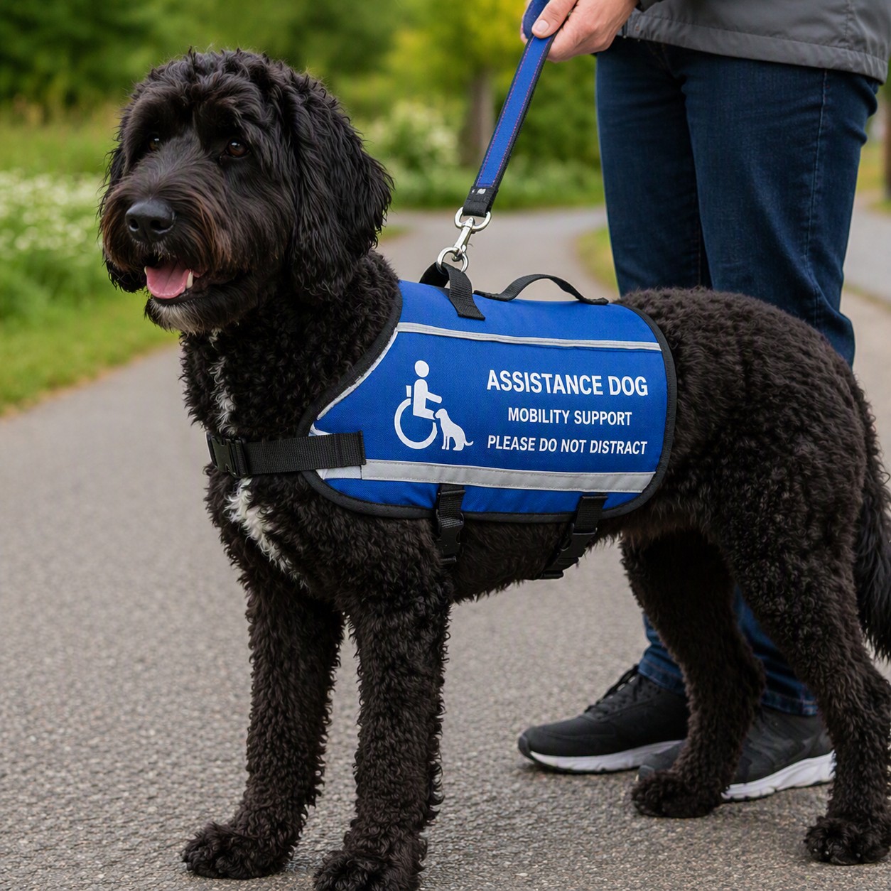 Dog wearing a Mobility or Physical Assistance Dog Jacket.