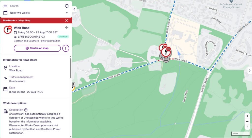 Wick Road closure