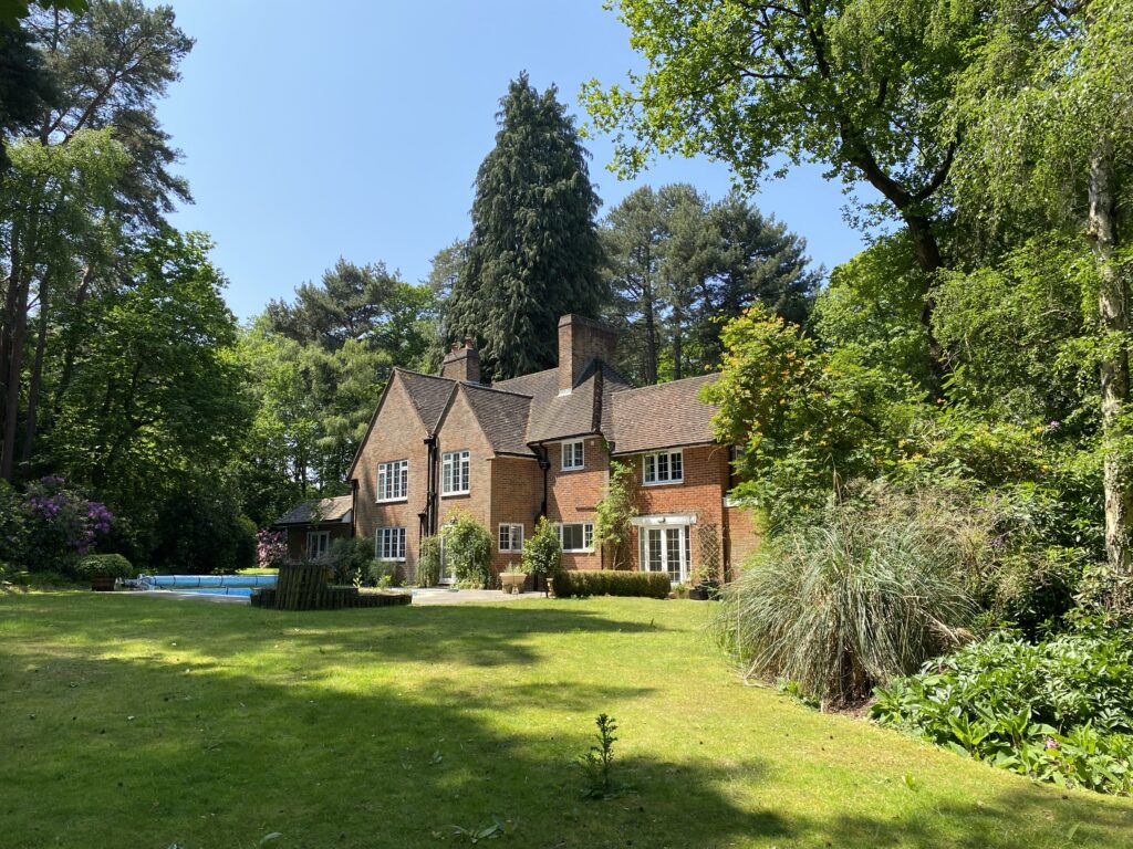 View of the rear of a house. Heathlands, Swinley Road, Ascot.