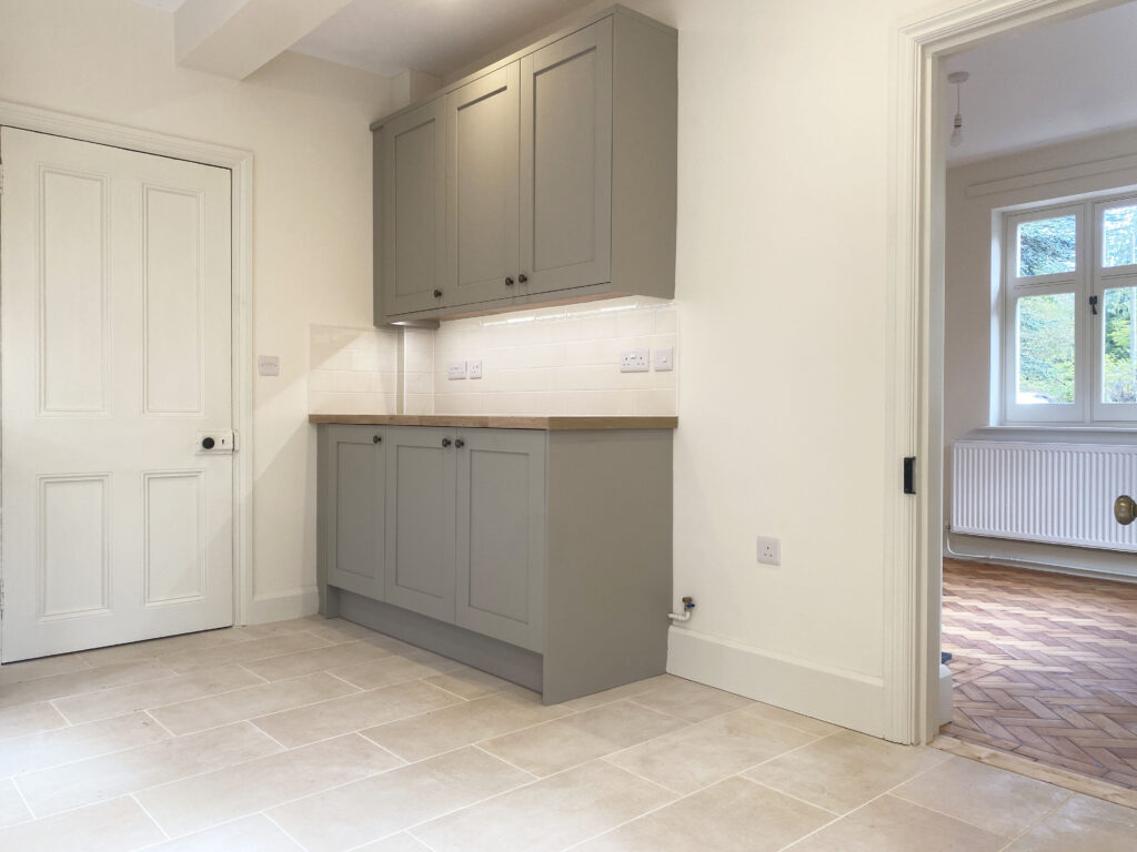 Kitchen showing work space.