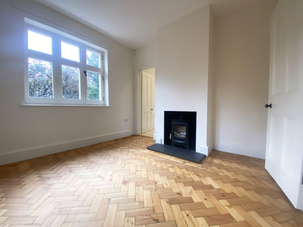 Reception showing fireplace.